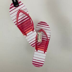 NWT Aeropostale Pink & White Stripe Flip Flops - Size 12